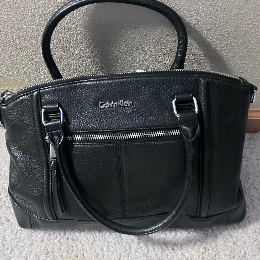 Calvin Klein Black Leather Satchel